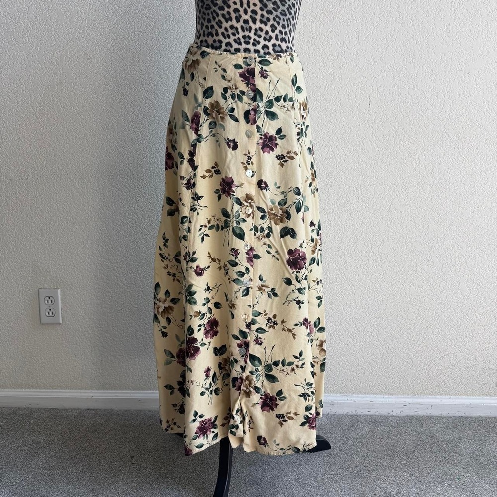 Britland vintage tan floral maxi skirt